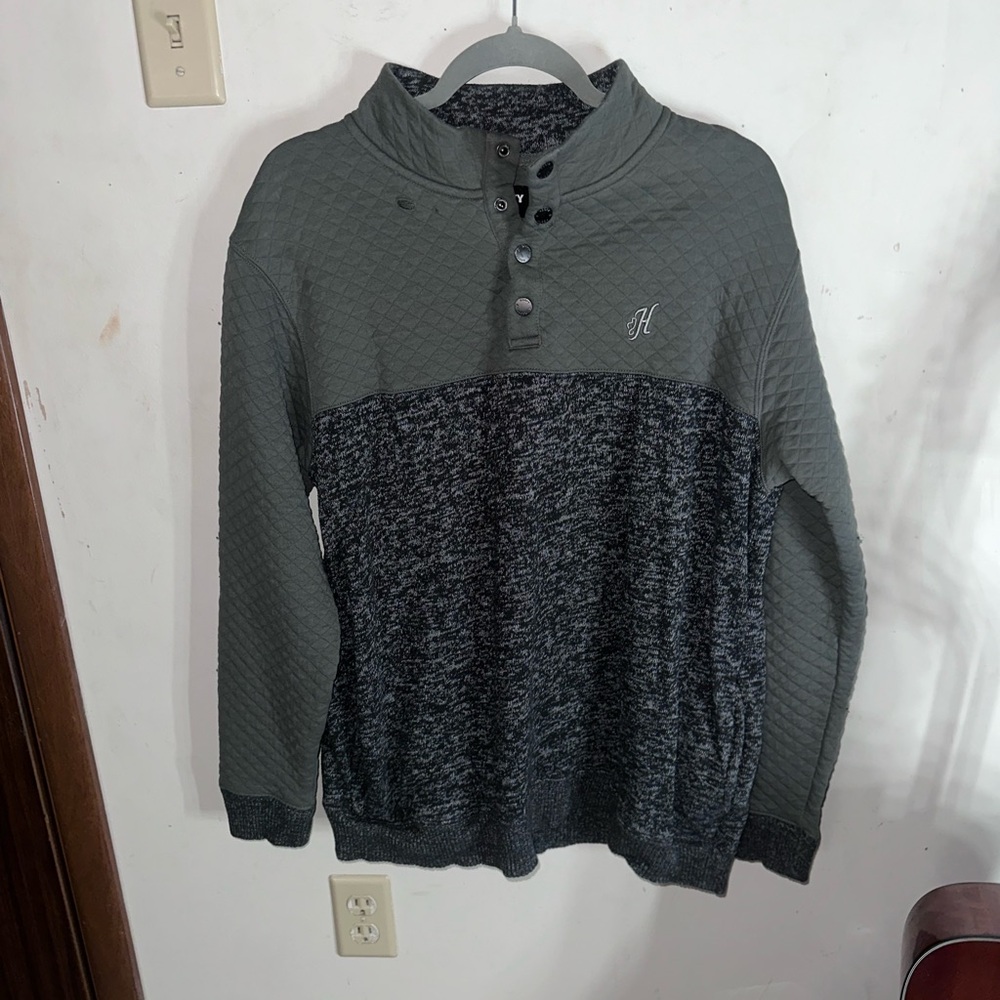 Hooey Gray and Black Quilted Sweatshirt